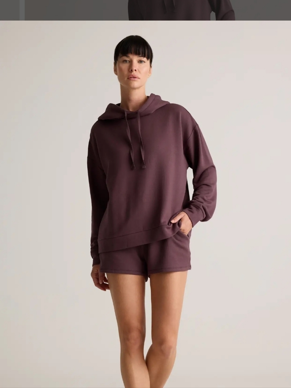 Quince Women Supersoft Fleece Pullover Hoodie Dryed Fig